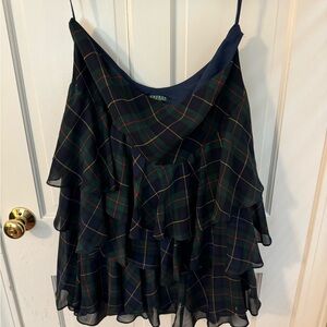 Lauren Ralph Lauren Navy Plaid Ruffle Skirt